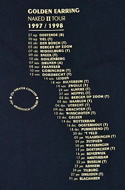Golden Earring Naked II tour thirt backprint tourdates (Collection Casper Roos)